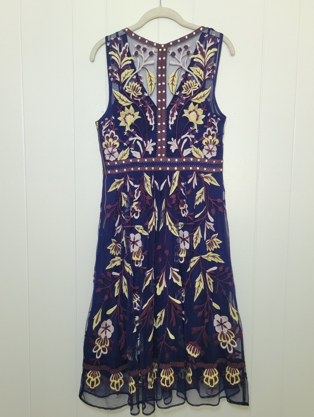 Anthropologie × Moulinette Soeurs Alicante Floral Embroidered Dress Rhinestone 6 - Picture 11 of 15